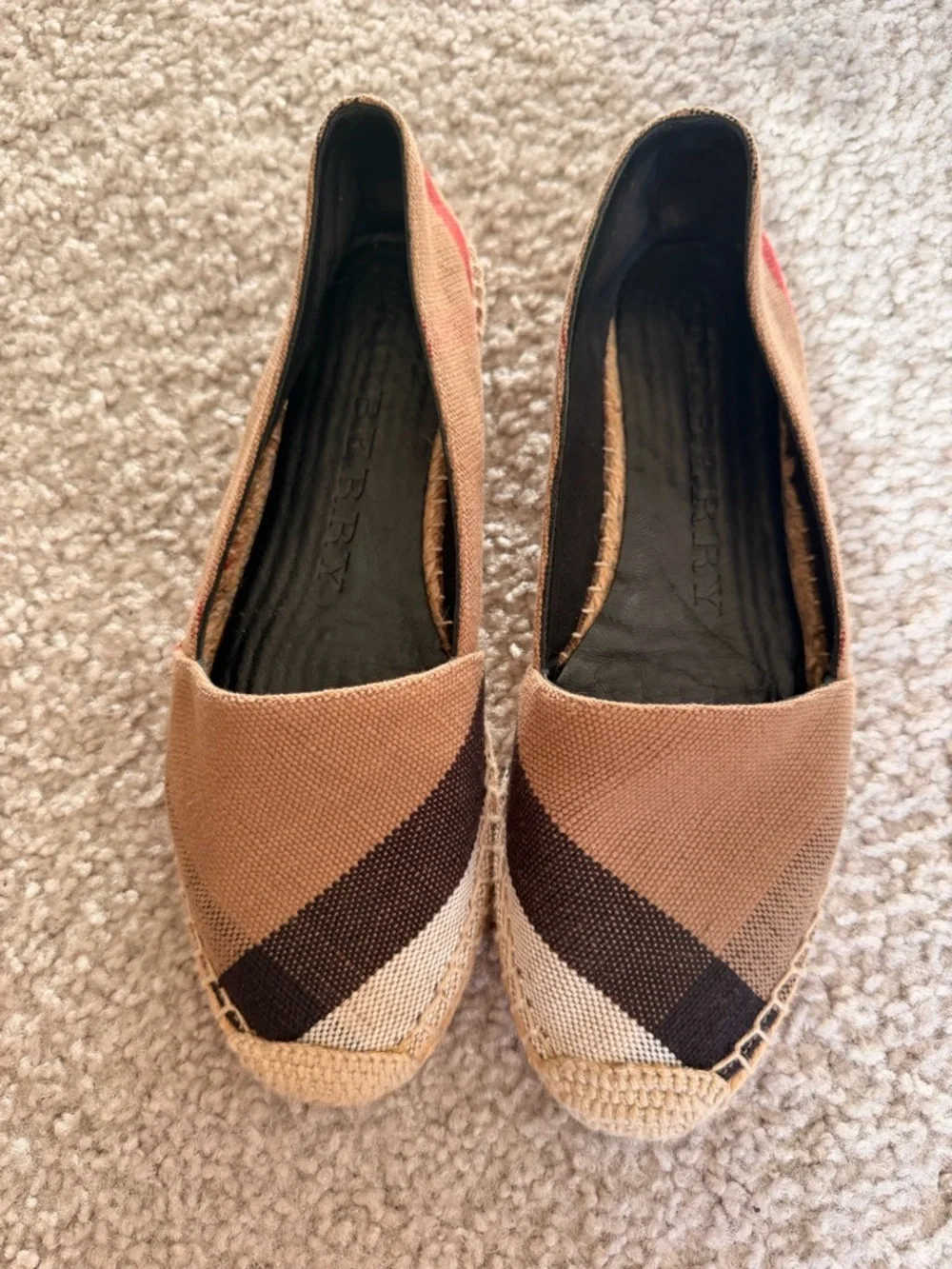 Burberry Beige, Brown & Black Check Canvas Espadrilles